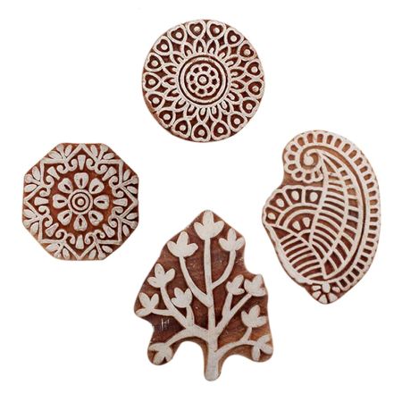 Set of 4 Piece New Mix Wooden Printing Blocks